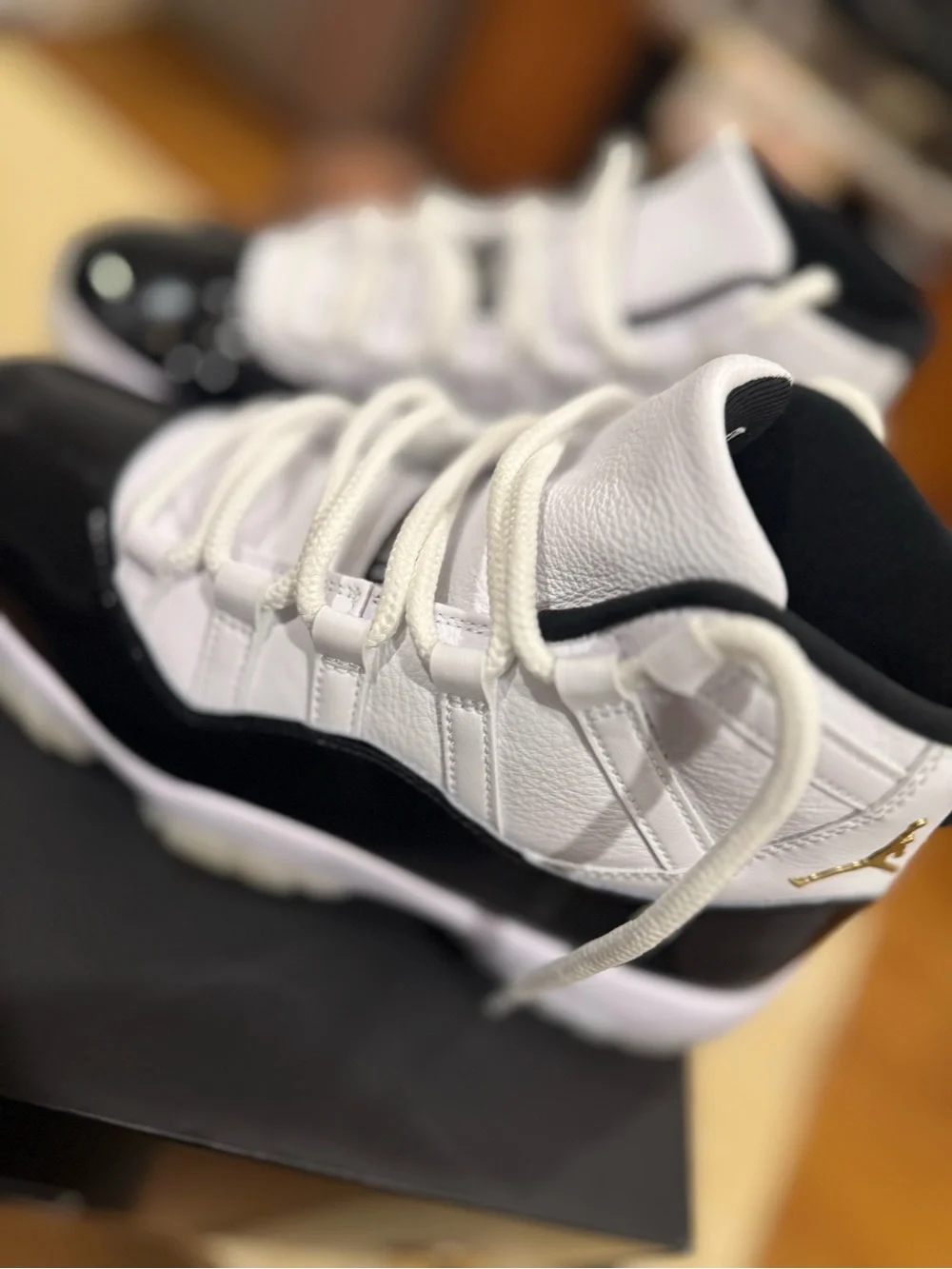 Jordan Retro 11 White Black with Gold Accent